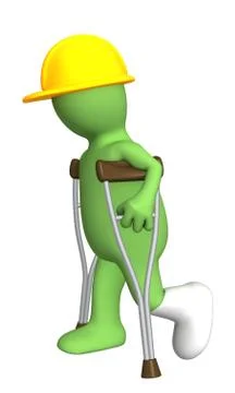 Builder with crutches Stock Illustration