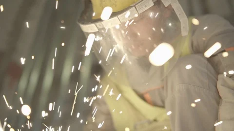 Builder cuts flying sparks Video stock 127968910