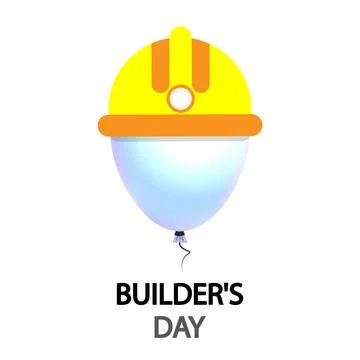 Builder day balloon and construction helmet Ilustración de archivo