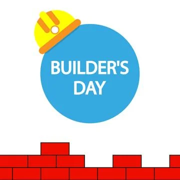 Builder day brick wall hard hat 스톡 일러스트