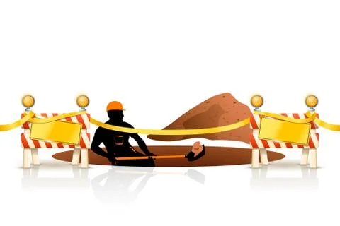 Builder digging Stock Illustration