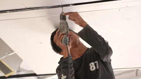 The builder do repaire in office. Stock Footage 299967716