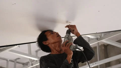 The builder do repaire in office. Stock Footage 299967741