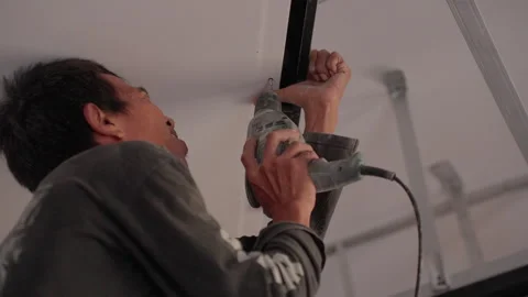 The builder do repaire in office. Stock Footage 299970993