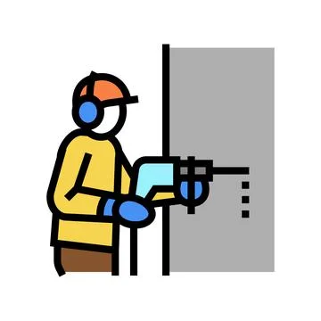 Builder drilling wall color icon vector illustration Stock Illustration