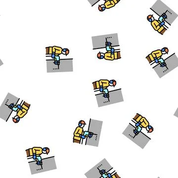 Builder drilling wall vector seamless pattern イラスト素材
