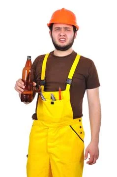 Builder with drink Stock-Fotos