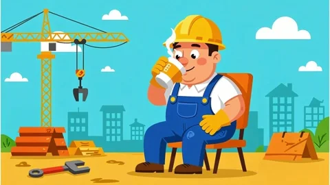 Builder Drinking Coffee Stock Footage 315630239