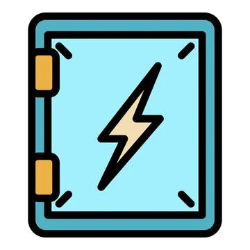 Builder electric box icon color outline vector Stock Illustration