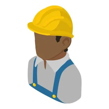 Builder engineer african american icon, isometric 3d style Stock Illustration