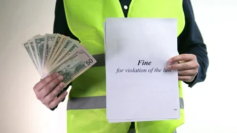 Builder, engineer or architect holds a fine for violations and shows money. Stock Footage 312282514