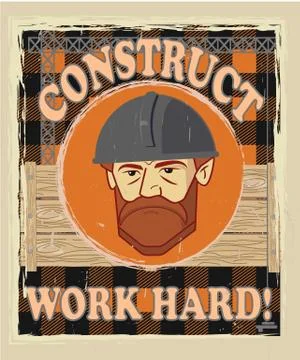 Builder face in construction helmet Stock Illustration