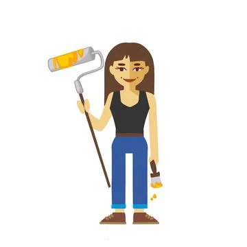 Builder foreman head of construction site, hand-drawn illustration Stock Illustration