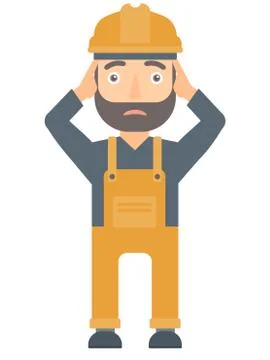Builder grabs his head vector illustration 스톡 일러스트