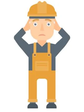 Builder grabs his head vector illustration 스톡 일러스트