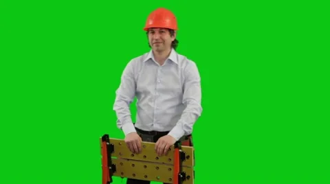 Builder. Green Screen. Stock Footage 12711069