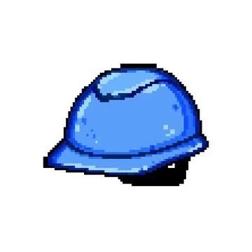 Builder hard hat pixel art vector illustration Stock Illustration