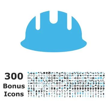 Builder Hardhat Flat Glyph Icon with Bonus Stock Illustration