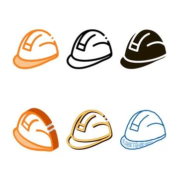 Builder heavy helmet icon vector outline variations Stock Illustration