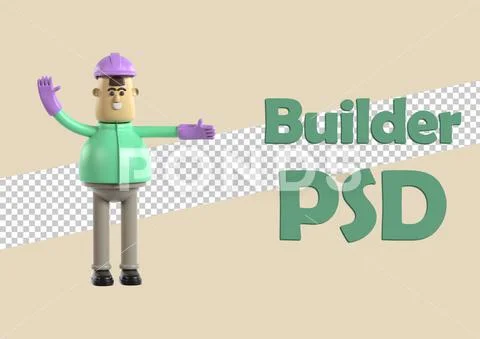 Builder  in a helmet and gloves Modello PSD