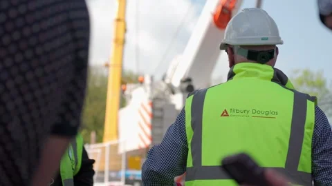 Builder in the helmet and green jacket, Edinburgh, Scotland  Stock Footage 242188170