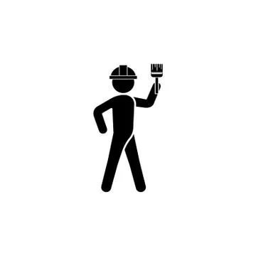Builder in a helmet with a brush. The builder icon Stock Illustration