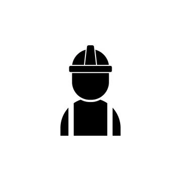 Builder in Helmet Flat Vector Icon 스톡 일러스트