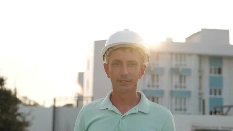 Builder in a helmet. Stock Footage 166392746