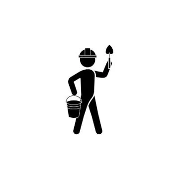 The builder in a helmet with a trowel. The builder icon Stock Illustration