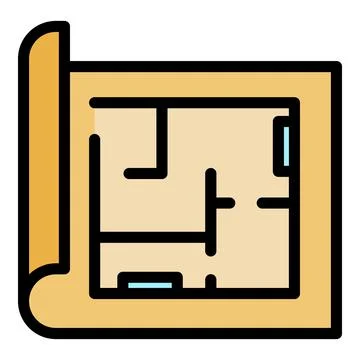 Builder house plan icon color outline vector Stock Illustration