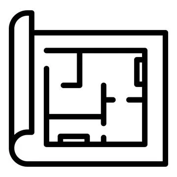 Builder house plan icon, outline style Stock Illustration