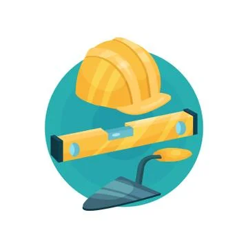 Builder icon, construction tools cartoon vector Illustration Stock Illustration