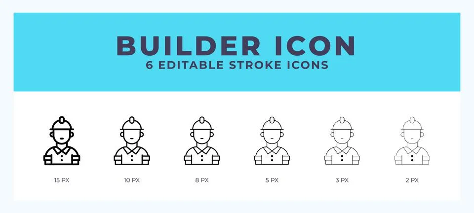 Builder icon with different stroke. Editable stroke. Vector illustration. Illustrazione stock