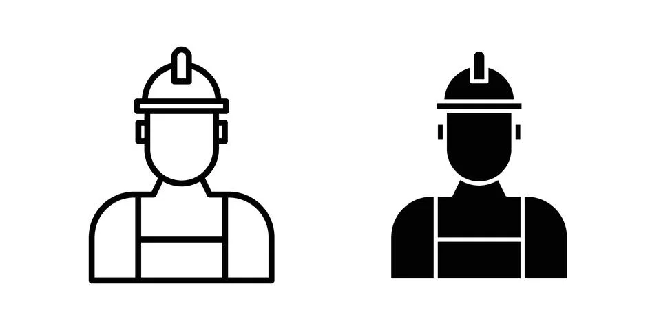 Builder icon drawing lines. Silhouette style vector bundle Stock Illustration