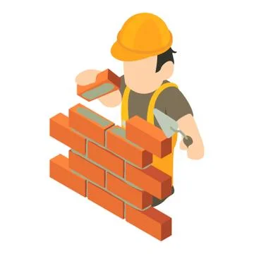 Builder icon, isometric 3d style Stock Illustration
