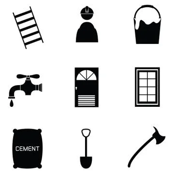 Builder icon set Stock Illustration