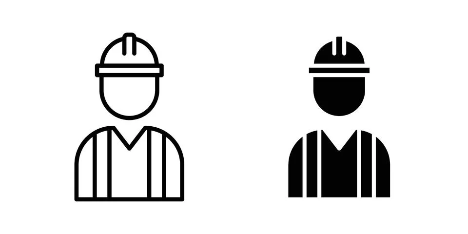 Builder icon silhouette vector set. thin line pack Stock Illustration