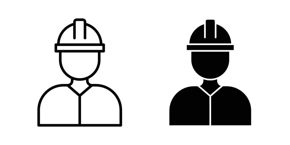 Builder icon symbol. Flat and Stroke Vector illustration Stock Illustration
