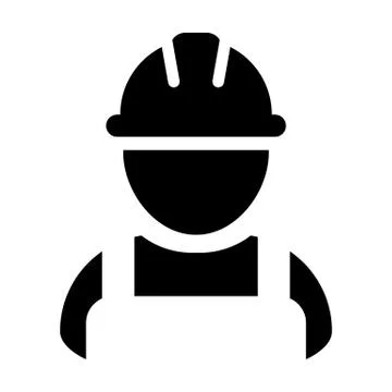 Builder icon vector male construction worker person profile avatar Stock Illustration