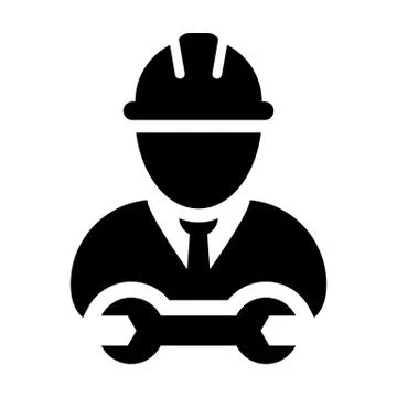 Builder icon vector male construction worker person profile avatar with hardhat Illustrazione stock