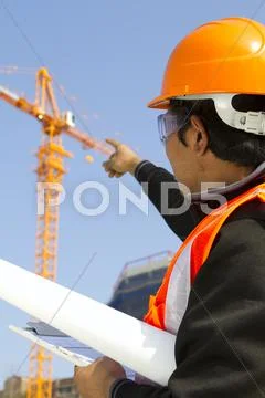 Builder inspector under construction Stock Photos