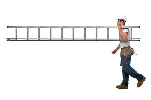 Builder with ladder Stock Photos