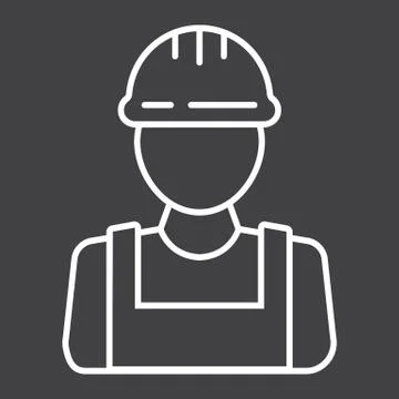 Builder line icon, build and repair, construction Stock Illustration