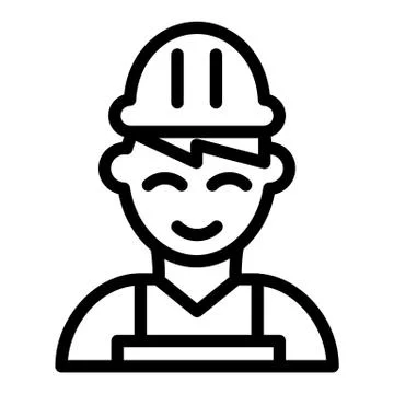 Builder line icon. Engineer vector illustration isolated on white. Worker Stock Illustration