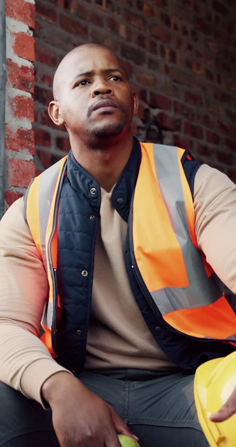 Builder, man and lunch break at construction site with building project, time Stock Footage 336265278