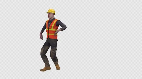 Builder man dance – 3d render looped with alpha channel. Vidéo 330940577