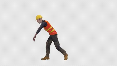Builder man dancing – 3d render looped with alpha channel. Vidéo 330953066