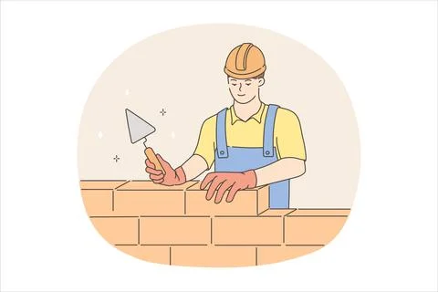 Builder man during work concept Stock Illustration