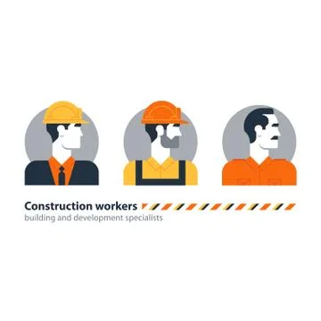 Builder man side view construction worker labor force, contractor occupation  Stock Illustration