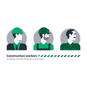 Builder man side view construction worker labor force, contractor occupation  Stock Illustration